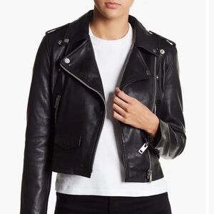 WALTER BAKER Women’s LIZ LEATHER MOTO CROP BLAZER JACKET sz XS